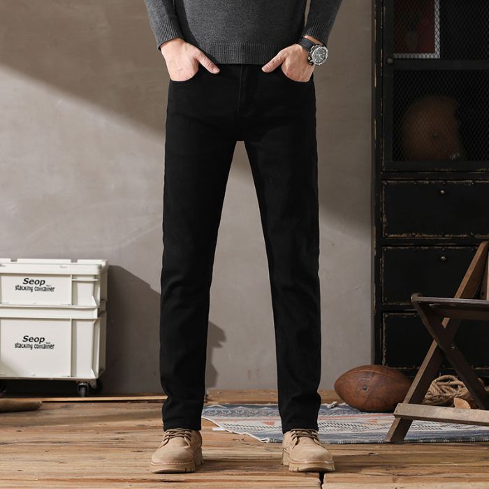 Jeans Men'S Slim Fit Elastic Trendy Brand Casual Straight All-Match Thin Pants - Image 3